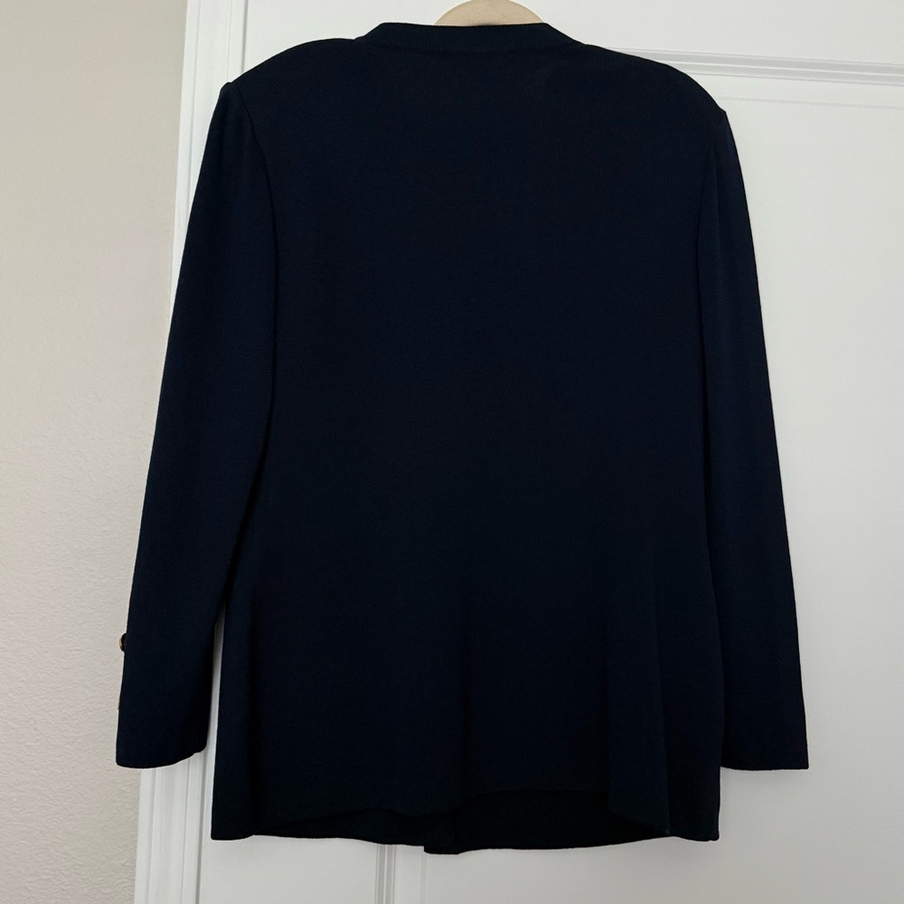 ST JOHN button up cardigan Womens Elegant Designer US 12 Navy Blue & Gold - Picture 3 of 5